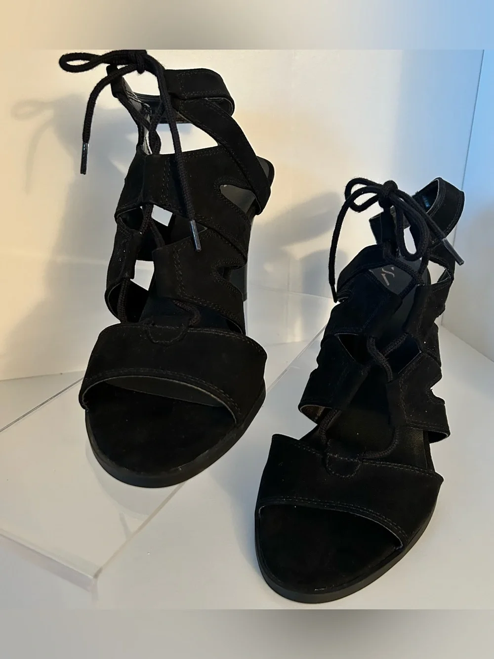 Simply Vera Vera Wang Black Suede Lace-Up Cutout High Heels